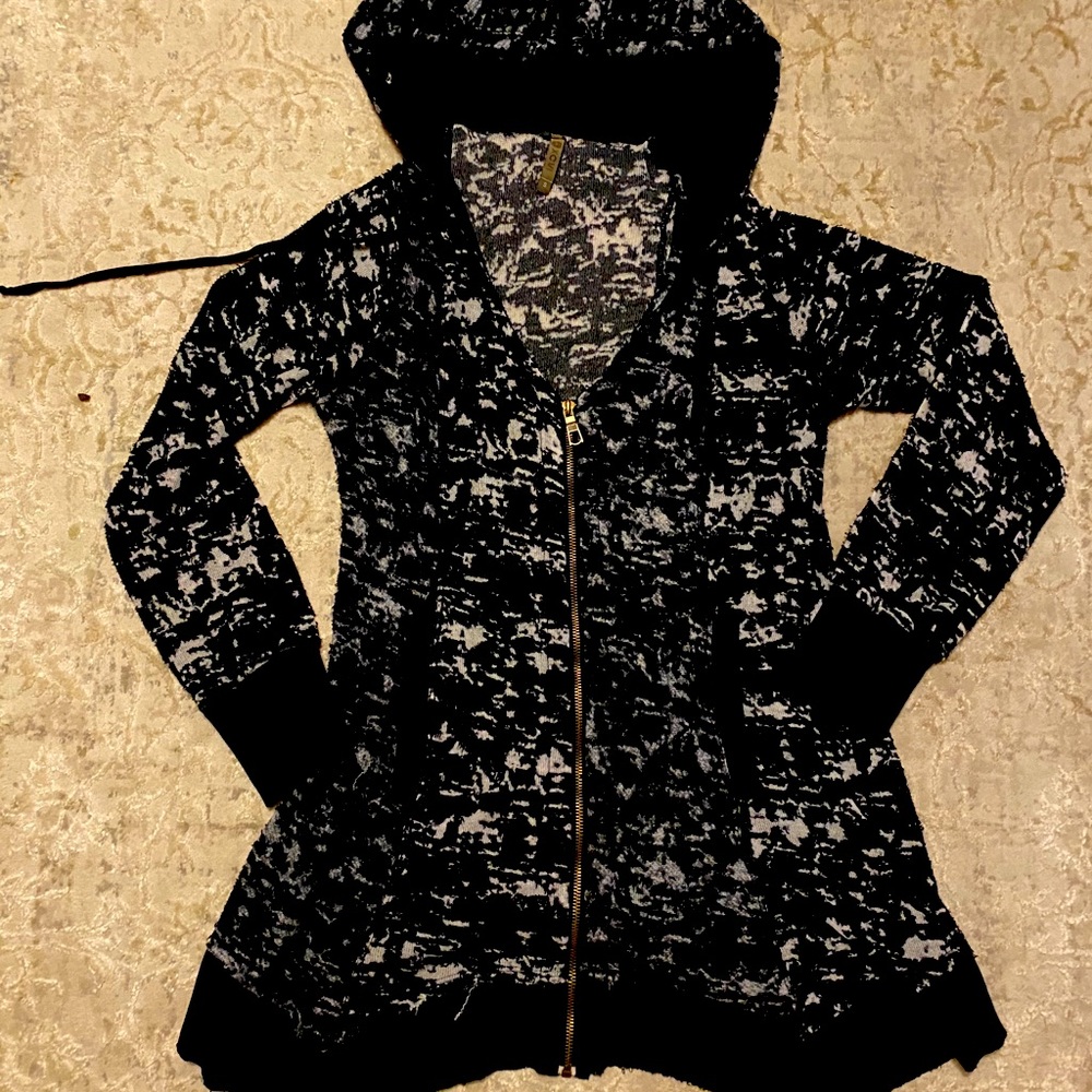 XCVI, Black Burnout Zip Up Hoodie